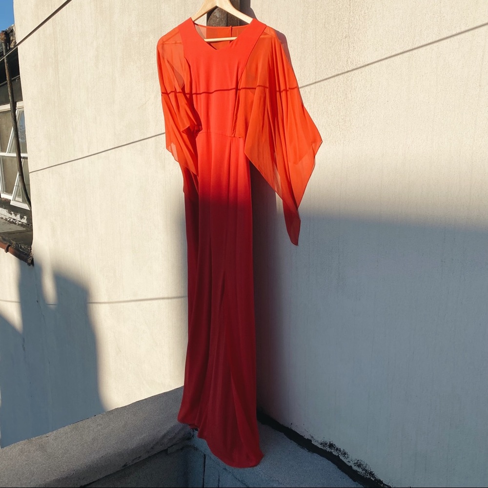 BCBG MAXAZRIA RED/CORAL MAXI DRESS